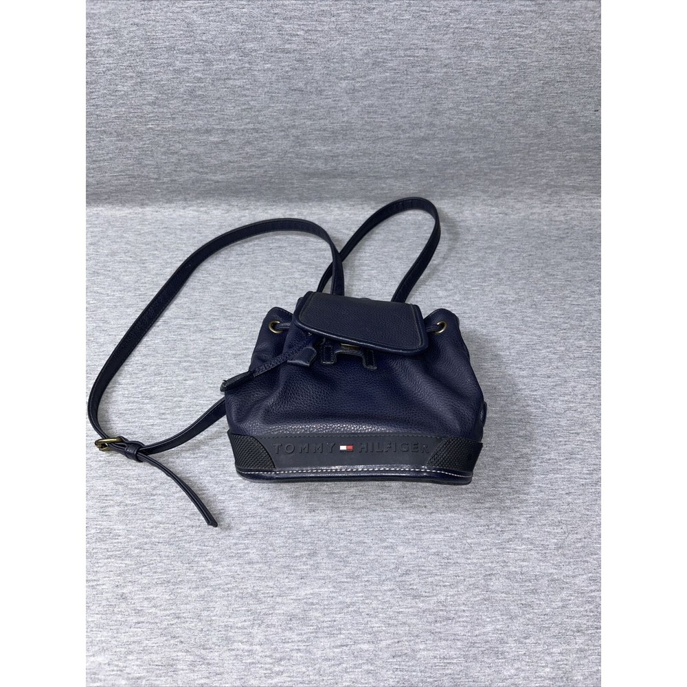 Price drop- Vintage Tommy Hilfiger Blue Pebbled Leather Backpack Purse Bag - Picture 9 of 9